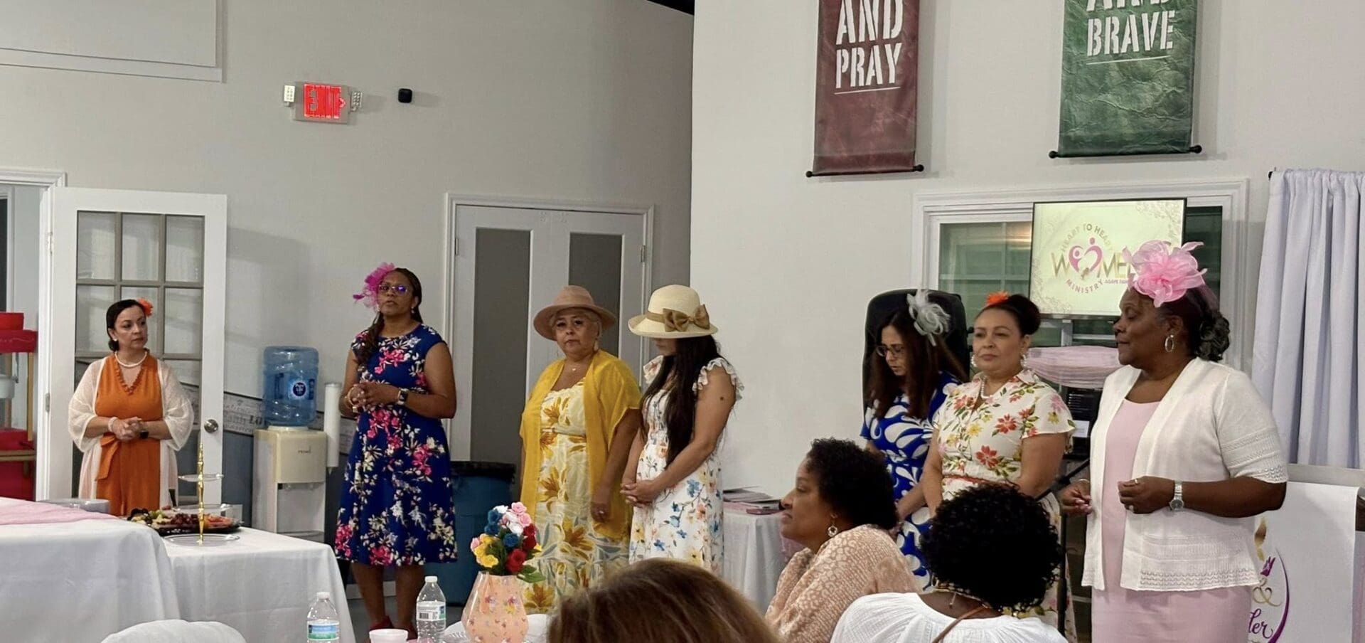 Women speaking at the front