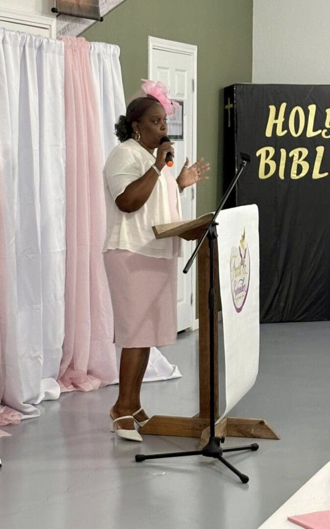Pastor Ruth giving a message
